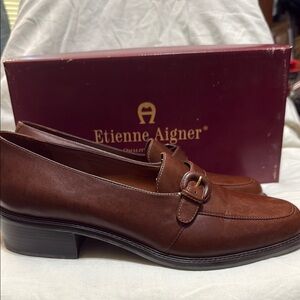 Etienne Aigner Chestnut Leather Loafers